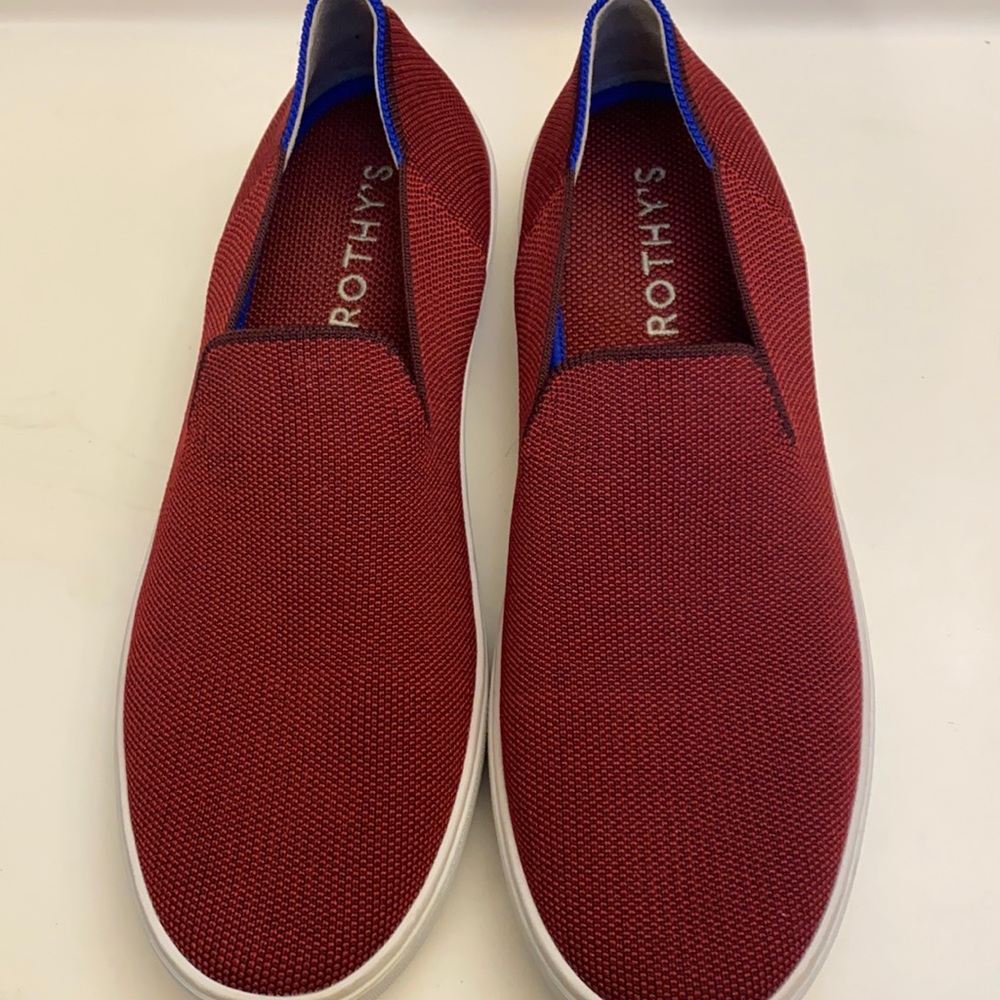 EUC Rothys Sneakers Size 11 Dark Red Garnet - worn once!